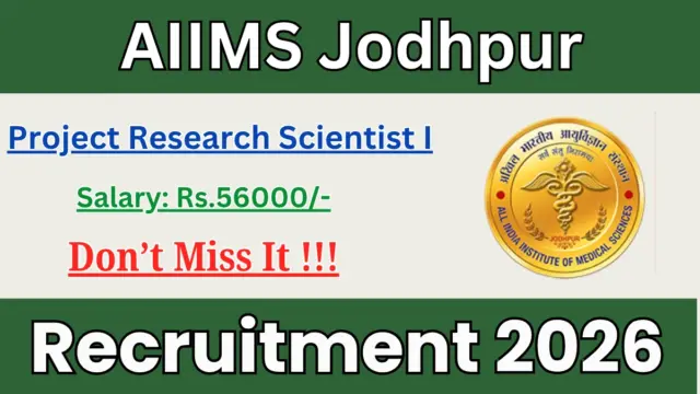 AIIMS Jodhpur Project Research Scientist I Recruitment 2026