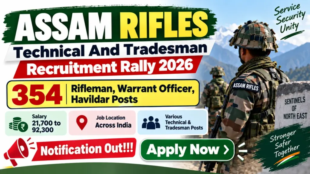 Assam Rifles Technical And Tradesman Recruitment 2026