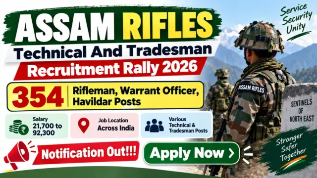 Assam Rifles Technical And Tradesman Recruitment 2026