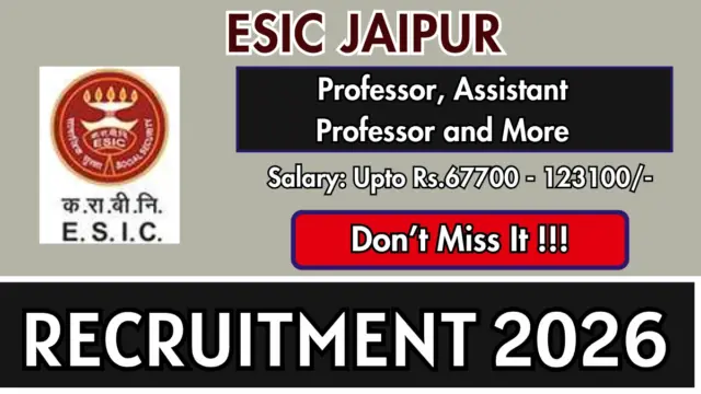ESIC Jaipur Recruitment 2026