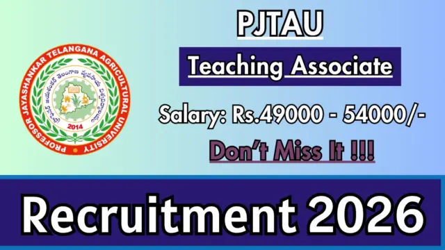PJTAU Teaching Associate Recruitment 2026