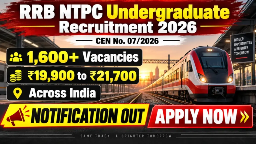 RRB NTPC UG Recruitment Notification 2026 (CEN 07/2026)