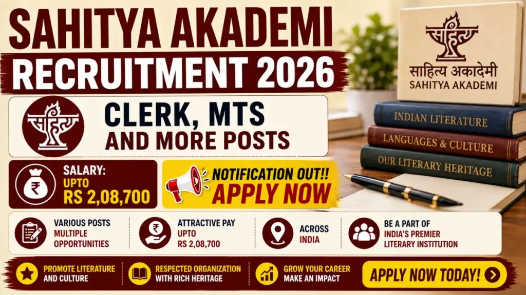 Sahitya Akademi Recruitment 2026 Notification Cancelled -Check Latest Update for 30 Clerk, MTS and More Posts