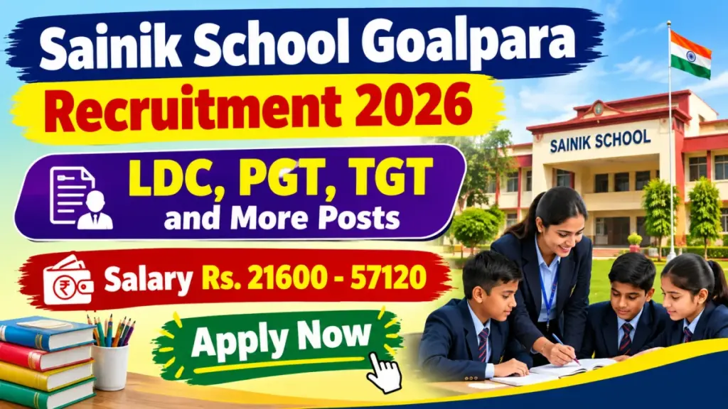 Sainik School Goalpara Recruitment 2026